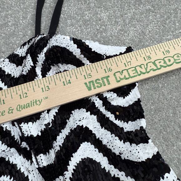 Hutch Syd Jumpsuit Psychedelic Zebra Sequins Party Black White Sz 10 New Years - Picture 14 of 16